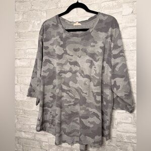 Jane And Delancey Gray Camo Polyester Rayon Shirt Top Size 3X